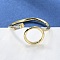 Brass Micro Pave Clear Cubic Zirconia Cuff Rings, Solitaire Rings, Ring with Rectangle, Real 18K Gold Plated, US Size 7 1/4(17.5mm)