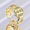 Brass Micro Pave Clear Cubic Zirconia Open Cuff Rings for Women, Letter, Rack Plating, Long-Lasting Plated, Cadmium Free & Lead Free, Real 18K Gold Plated, Letter H, 11.5mm