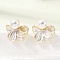 Brass Enamel Stud Earrings, Flower, with ABS Plastic Pearl, Cadmium Free & Lead Free, Rack Plating, Long-Lasting Plated, Golden, 19.5x18.5mm