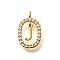 Brass Micro Pave Cubic Zirconia Pendants, Real 18K Gold Plated, Oval with Letter Charms, Letter J, 18.5x11x3.5mm, Hole: 2x1.5mm