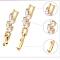 Brass Fold Over Clasps, with Cubic Zirconia, Necklace & Bracelet Fold Over Clasp Extender, Real 18K Gold Plated, 31mm