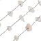 304 Stainless Steel with Natural Moonstone Chip Link Chains, Soldered, with Spool, Stainless Steel Color, 3.5~10x1.5~7x1.5~4.5mm