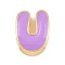 Brass Enamel Beads, Cadmium Free & Lead Free, Rack Plating, Long-Lasting Plated, Real 18K Gold Plated, Letter U, 14x11x6mm, Hole: 3x11mm