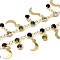 Brass Flat Round with Moon Link Chains, with Glass, Rack Plating, Long-Lasting Plated, Lead Free & Cadmium Free, Soldered, with Spool, Real 18K Gold Plated, 9.5x6.5x3mm, Moon: 10x5.5x0.3mm