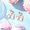 Alloy Enamel Earrings, Bowknot, with 304 Stainless Steel and Brass, Golden, Pink, 25x21mm