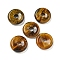 Natural Tiger Eye Donut/Pi Disc Charms, 12~13x3~4mm, Hole: 3mm