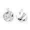 Brass Charms, Textured, Flat Round with Conch Pattern Charm, Real Platinum Plated, 13.5x11x4mm, Hole: 1.4mm