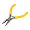 1Pc 45# Steel Jewelry Pliers, Needle Nose Pliers, Chain Nose Pliers, with Plastic Handle, Yellow, 12x8.4x0.85cm
