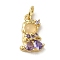 Brass Micro Pave Colorful Cubic Zirconia Glass Pendants, Real 18K Gold Plated, Girl, 15x9x2.8mm, Hole: 3.2mm