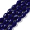 Opaque Solid Color Beads Strands, Faceted, Teardrop, Midnight Blue, 15x10mm, Hole: 1.6mm, about 46~48pcs/strand, 27.95 inch(71cm)