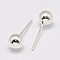 925 Sterling Silver Stud Earrings, Ball, Silver, 13.5x2mm, Pin: 1mm