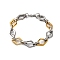 201 Stainless Steel Rhombus Link Chain Bracelets, with 304 Stainless Steel Clasps, Golden & Stainless Steel Color, 8-1/4 inch(21cm)