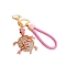 Zinc Alloy Keychain, with Rhinestone and Enamel, Tortoise, Pearl Pink, Pendant: 75x56mm