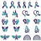 2 Sets Alloy Enamel Pendants, Mixed Shapes, Cyan, 19~33x12~23x1.5mm, Hole: 1.8mm, 12pcs/set