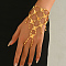 Luxurious & Elegant Brass Butterfly Link Finger Ring Bracelets for Women, with Iron, Golden, Inner Diameter: 9-1/4 inch(23.5cm), ring: 60-70mm