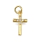 Brass Micro Pave Clear Cubic Zirconia Pendants, Cross Charms, Long-Lasting Plated, Rack Plating, Lead Free & Cadmium Free, with Jump Ring, Real 18K Gold Plated, 16x9x2mm, Hole: 3mm