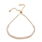 Brass Pave Clear Cubic Zirconia Square Box Chain Slider Bracelets, Nickle Free, Long-Lasting Plated, Golden, 10-1/4 inch(26cm)