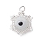 Beaded Star Eye Charms, Loom Pattern Glass Seed Beads Pendants, with Lampwork, Jump Rings, White, 17.5x15.5x8.5mm, Hole: 2.5mm