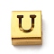 Ion Plating(IP) 304 Stainless Steel Square Slide Charms, Golden, Letter U, 9x8x4mm, Hole: 3.5x8.5mm