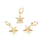 Brass Charms, with Jump Rings, Textured, Star, Golden, 10x8x1.3mm, Jump Rings: 3.5mm Inner Diameter