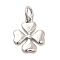 Brass Charms, Clover, Long-Lasting Plated, Rack Plating, with Jump Ring, Real Platinum Plated, 12.5x10.5x2mm, Hole: 3.2mm