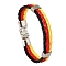 Flag Color Imitation Leather Triple Line Cord Bracelet with Alloy Clasp, Germany Theme Jewelry for Women, Black, 8-5/8 inch(22cm)