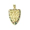 Mother's Day Real 18K Gold Plated Brass Micro Pave Cubic Zirconia Pendants, Shield with Virgin, Clear, 29x19x3mm, Hole: 3.5x4.5mm