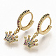 Brass Micro Pave Colorful Cubic Zirconia Dangle Hoop Earrings EJEW-S208-073-2