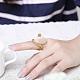 女性のための18KGP本金メッキ優雅な錫合金猫目動物指指輪  usサイズ7（17.3mm） RJEW-BB01101-7A-6