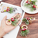 クリスマスのテーマ木製ナプキンリング  プラスチックパーツのある松果体  パーティーの結婚式の宴会の夕食の装飾のため  ファイヤーブリック  100x75x34mm AJEW-WH0261-91-3