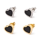 Boucles d'oreilles clous coeur en acrylique noir EJEW-G291-03M-2