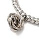 201 nodo intrecciato in acciaio inossidabile con braccialetto di perle di plastica con perline rotonde da donna BJEW-B057-01P-3