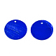 スプレー塗装カピスシェルペンダント  フラットラウンド  ブルー  20x0.5mm  穴：1.4mm SSHEL-T007-02A-2