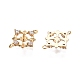 Ion Plating(IP) Brass Pave Clear Cubic Zirconia Connector Charm KK-C005-05G-1