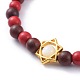 Bracelets extensibles en perles de bois de rose naturel BJEW-JB04662-3
