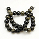Chapelets de perles en obsidienne dorée naturelle G-C068-14mm-9-2