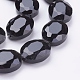 Black Faceted Oval Glass Bead Strands X-GLAA-S003-20x11mm-05-3