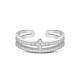 TINYSAND Rhodium Plated 925 Sterling Silver Cuff Rings TS-R425-S-2
