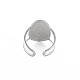 304 Stainless Steel Oval Wide Open Cuff Ring for Women RJEW-S405-172P-2