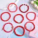 8Pcs 8 Style Natural Red Agate & Glass & Polymer Clay Heishi Surfer Stretch Bracelets Set BJEW-SW00083-2