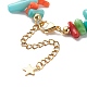 Bracelet perlé pépite de corail synthétique teint pour femme BJEW-JB09029-4