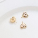 Brass Pave Clear Glass Heart Pins PW-WG28036-04-1