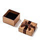 厚紙のリングボックス  ちょう結びに  正方形  サドルブラウン  50x50x30mm CBOX-C011-6-5