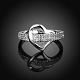Romantic Valentine's Day Brass Cubic Zirconia Heart Finger Rings RJEW-BB00403-01-2