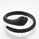 合金カフ指輪  ヘビ  ブラック  サイズ7  17mm RJEW-T008-32-1