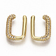 Brass Micro Pave Clear Cubic Zirconia Cuff Earrings EJEW-S208-005-3