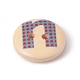 2穴プリントウッドボタン  縫製用  文字模様のフラットラウンド  ミックスカラー  14.5x4.5mm  穴：1.5mm WOOD-E010-15-2