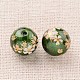 Flower Picture Printed Glass Round Beads GLAA-J089-10mm-B-3