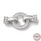 Rhodium Plated 925 Sterling Silver Pave Clear Cubic Zirconia Fold Over Clasps STER-D005-12P-1