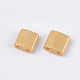 2穴ベーキングペイントガラスシードビーズ  長方形  ゴールド  5x4.5~5.5x2~2.5mm  穴：0.5~0.8mm SEED-S023-17C-09-2